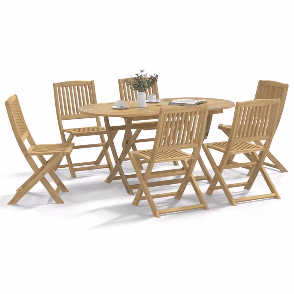 Set da Pranzo da Giardino vidaXL in Legno di Acacia Marrone, 7 Pezzi