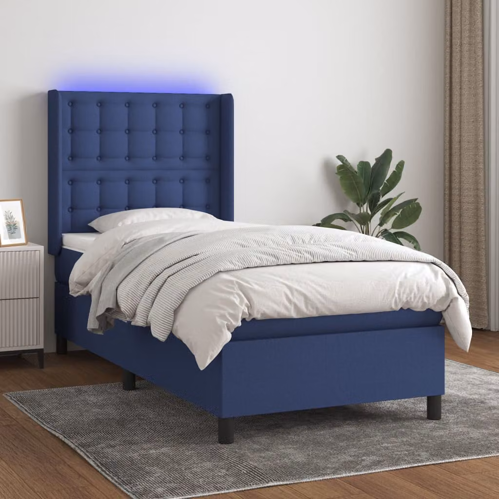Letto a Molle vidaXL con Testiera in Tessuto, Illuminazione LED e Porta USB, L/P: 80 x 200 cm – 1