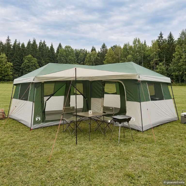 Tenda Familiare Impermeabile vidaXL per 14 Persone Verde in Poliestere