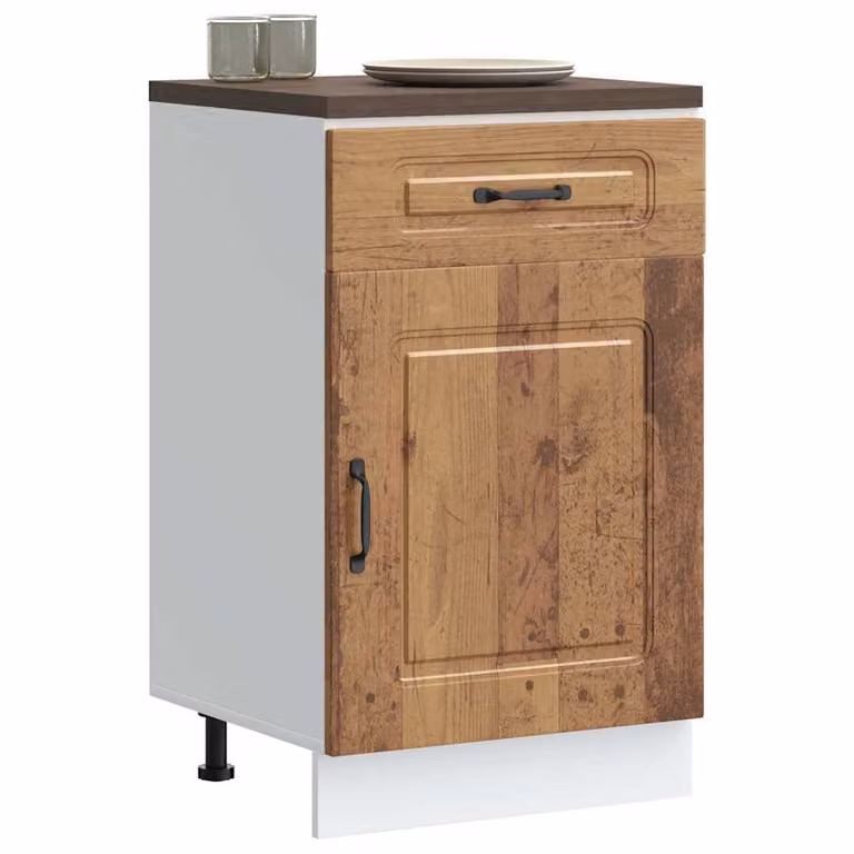 Base da cucina vidaXL Kalmar in legno multistrato marrone con ante a battente stile rustico L: 46 cm, P: 50 cm, H: 81,5 cm