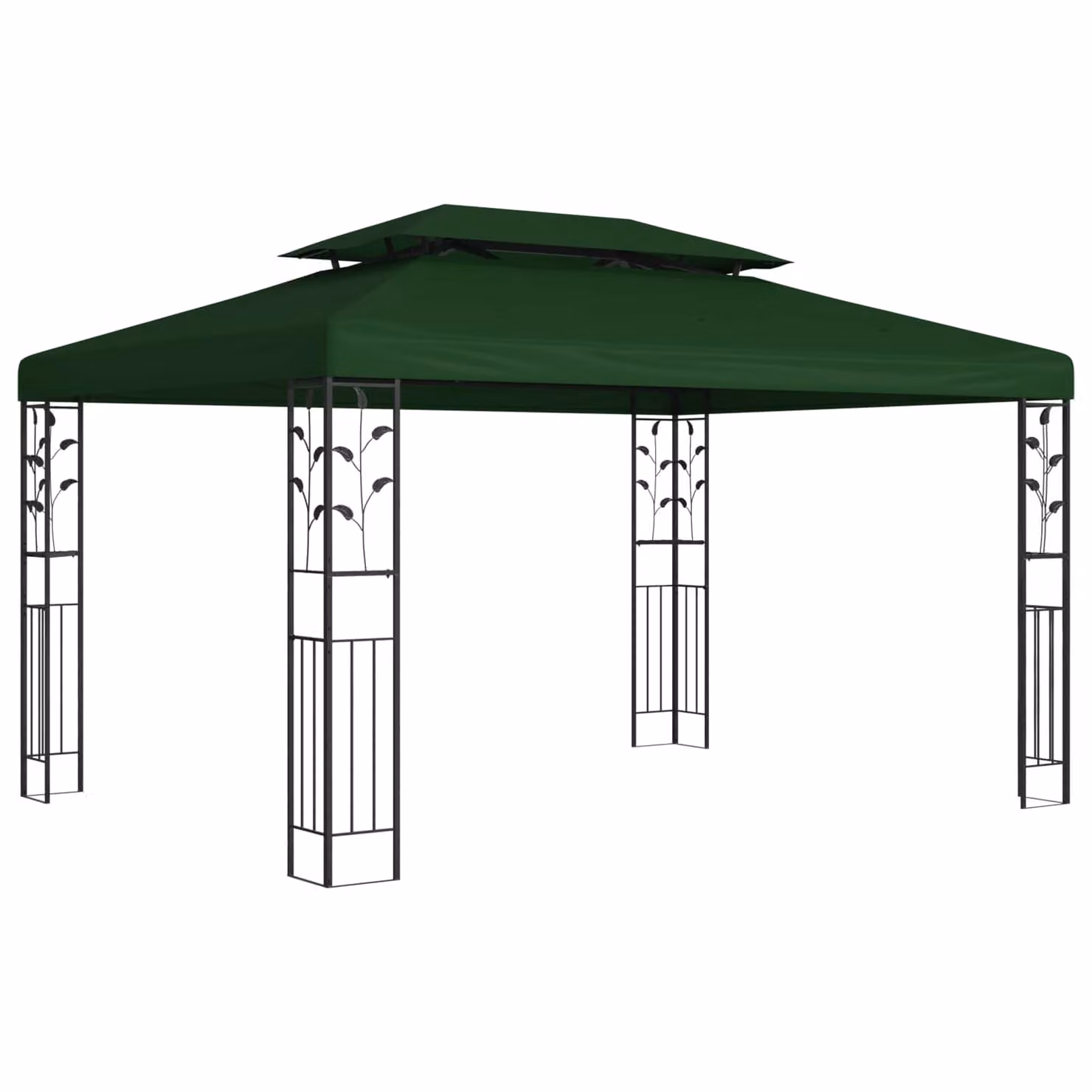 Gazebo vidaXL in acciaio e poliestere verde L: 397 cm, P: 296 cm, H: 268 cm
