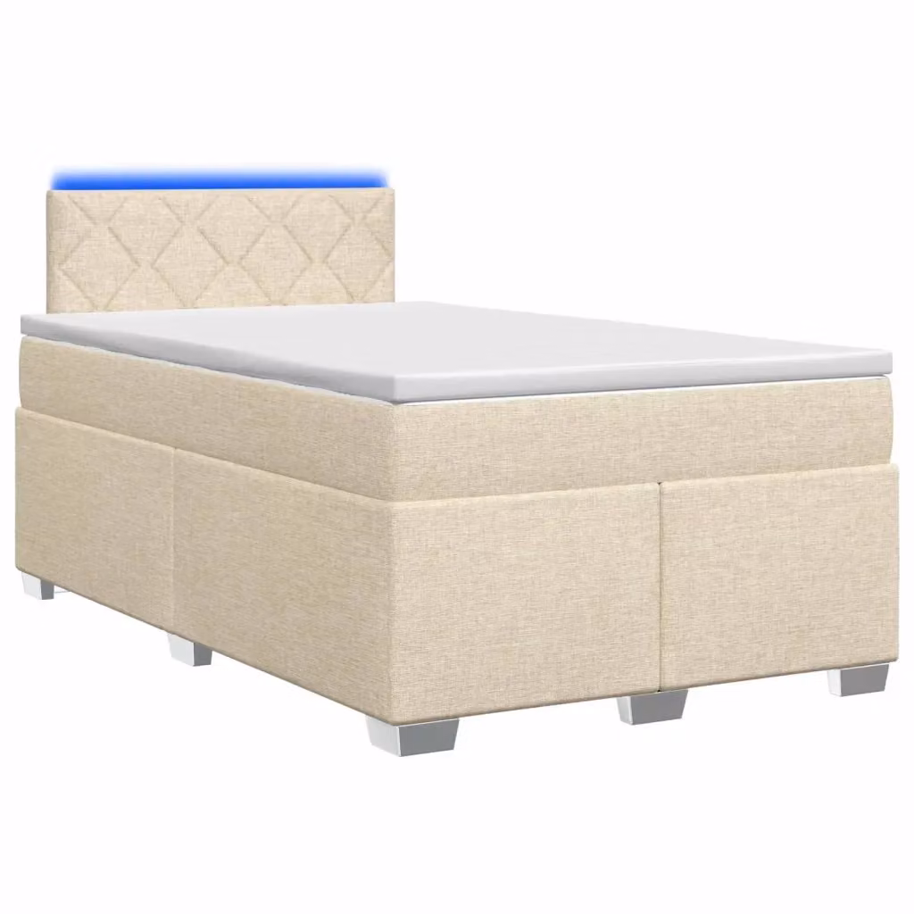 Letto con Box Spring, Materasso Ibrido e Illuminazione LED vidaXL, Colore Beige, L/P: 120 x 200 cm – 2