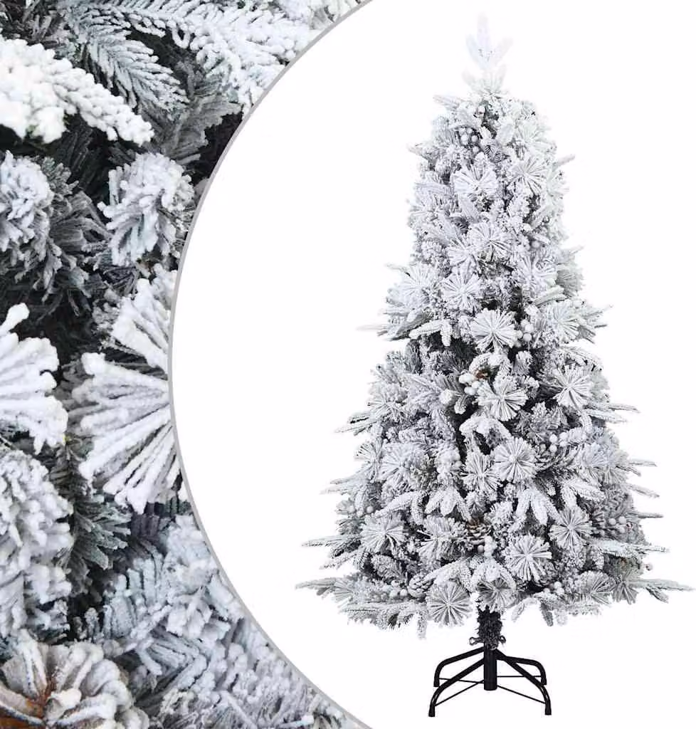 Albero di Natale Artificiale Snodato Foderato di Neve Bianco