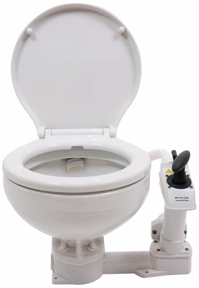 Bagno con lavabo in Vetroceramica e pompa manuale, compatto, bianco