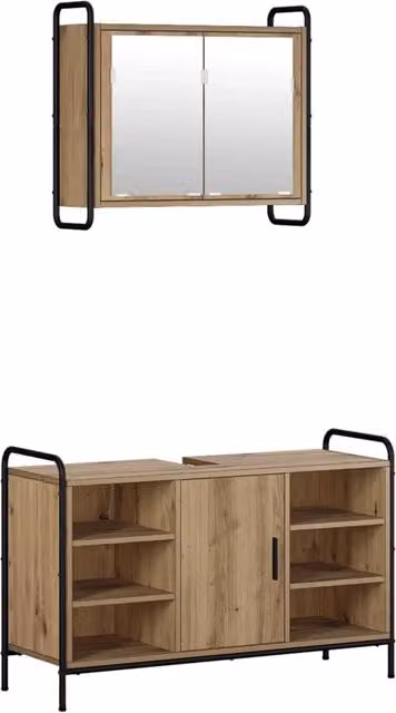 Set di Armadi da Bagno 2 pz Rovere Artigianale 3444494