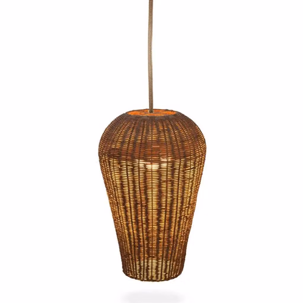 Lampadario a sospensione LED Saona 50 Newgarden in rattan marrone o beige, ricaricabile a batteria, dimmerabile con telecomando, ø 31 cm – 3
