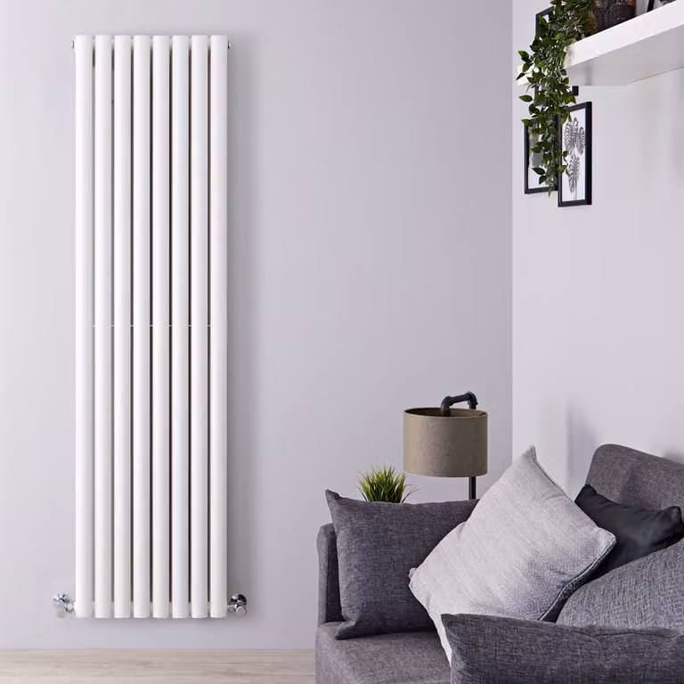 Radiatore Verticale Doppio di Design Revive in Acciaio Bianco H: 178 cm, L: 47,2 cm