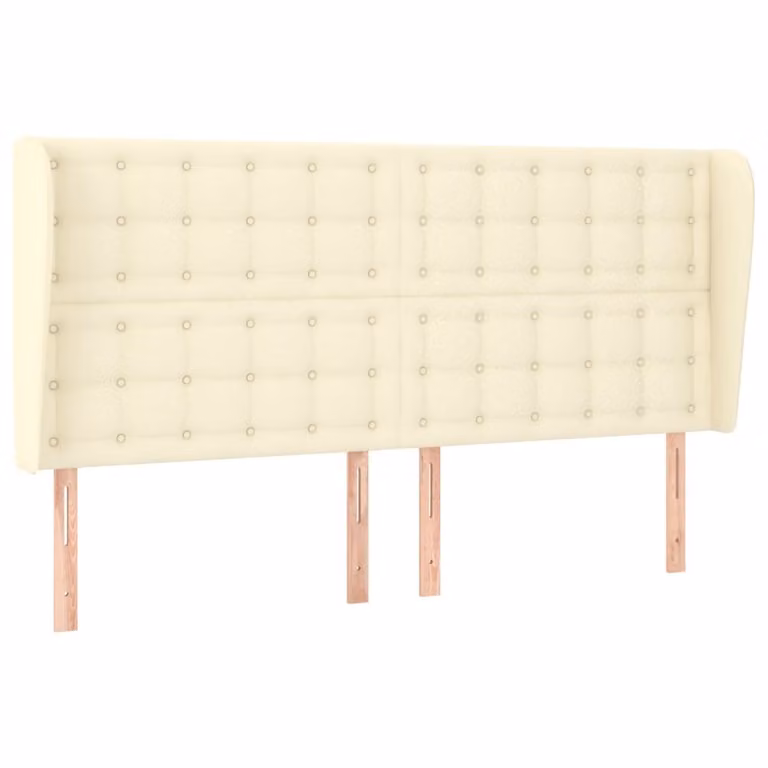 Testiera ad Orecchio Crema 203x23x118/128 cm in Pelle finta
