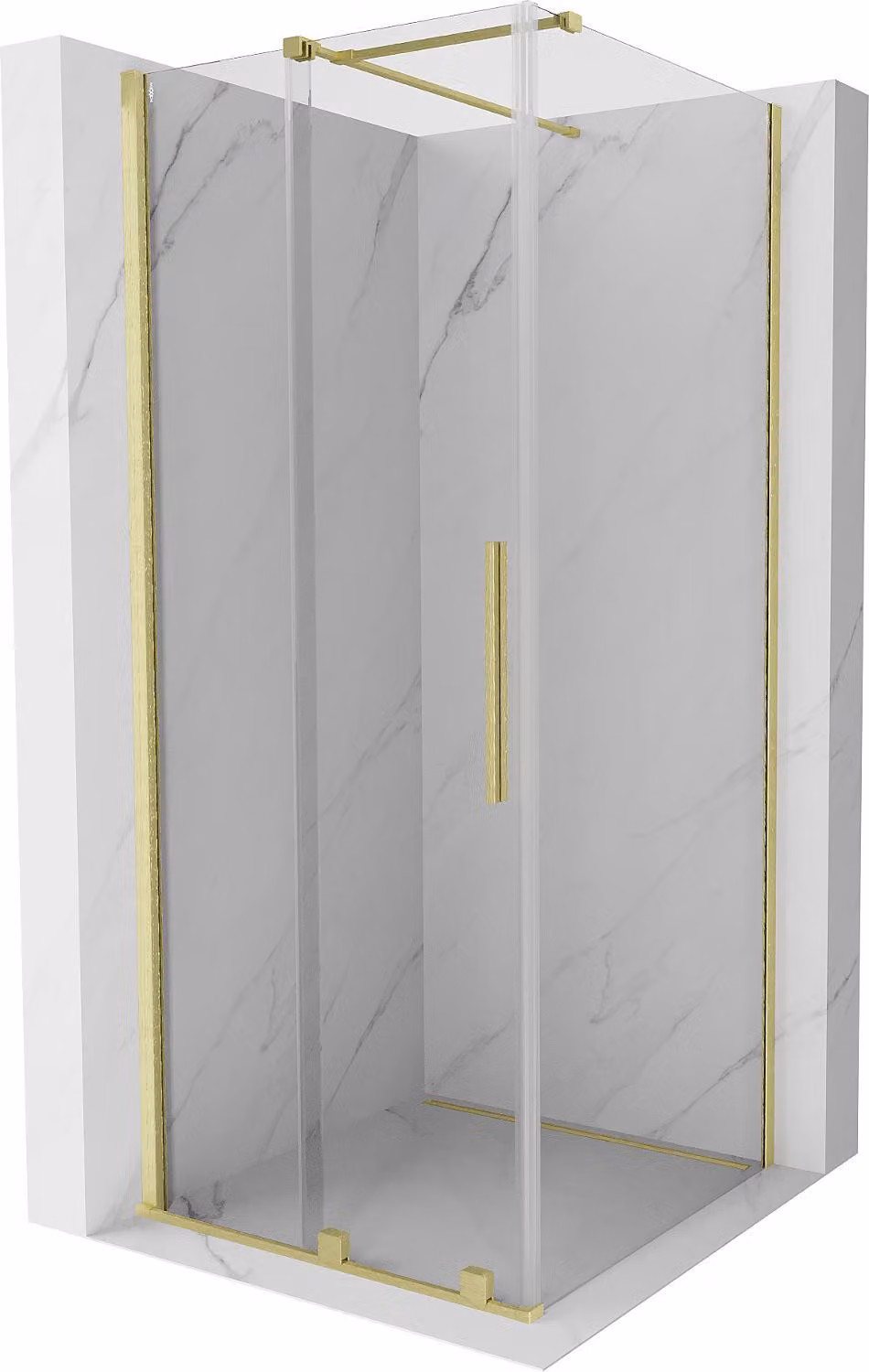 Mexen Velar cabina doccia scorrevole 110 x 110 cm, trasparente, oro spazzolato - 871-110-110-01-55