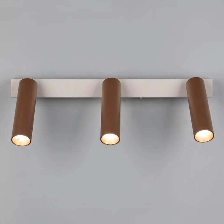 Trio Lighting Faretto da soffitto a LED Ambala. Lunghezza 44 cm, grigio/marrone, 3 luci. Ambala, dimmerabile, Alluminio / Grigio / Zincato, Soggiorno / Sala da pranzo, Metallo, Moderno