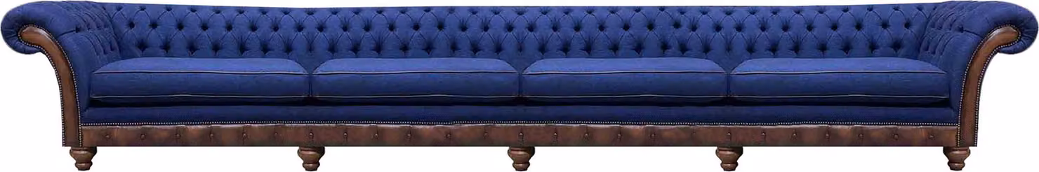 Blaues Chesterfield Wohnzimmer Viersitzer Sofa Exklusive Polstermöbel