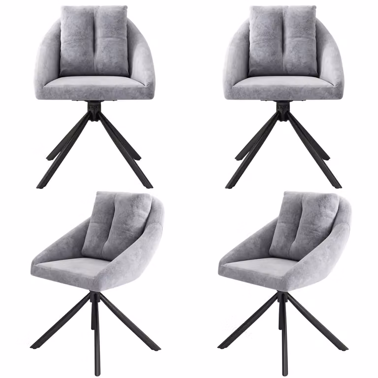 SWeiko sedia da pranzo sedia di velluto sedia imbottita sedia girevole, tessuto di velluto traspirante, design ergonomico, 4 pezzi, grigio