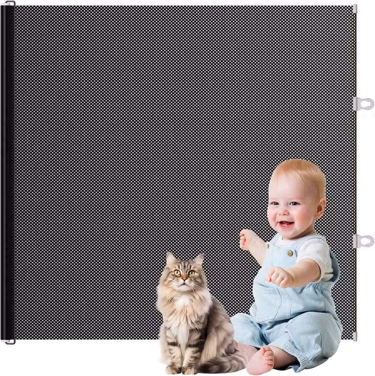 Recinzione estensibile per scale – larghezza regolabile da 0 a 140 cm – sistema a rullo senza necessità di foratura – ideale per scale e porte – per bambini e animali domestici