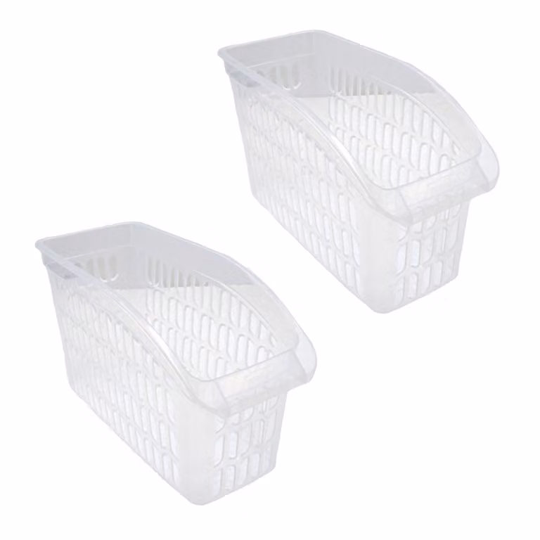 Set da 2 cestini portaoggetti trasparenti 17,5 x 29 x 13,5 cm - Cestini per armadi, scaffali e ripiani - Organizer - Contenitori - Cestini portaoggetti in plastica