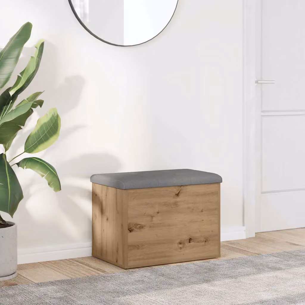 vidaXL Panca Porta Scarpe Moderna in Rovere e MDF, Colore Marrone e Grigio, L 62 x P 42 x H 45 cm