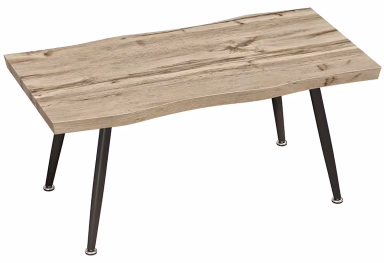 Tavolino con gambe in acciaio e piano di 4 cm | Colore: Noce+Nero | Dimensioni: 100x50x45 cm