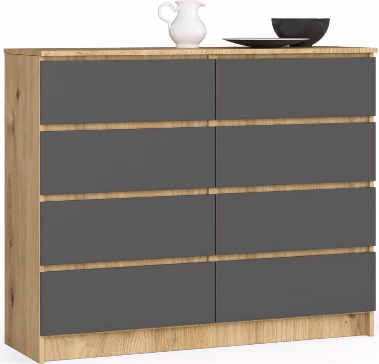 Akord Cassettiera Con Cassetti Rovere/Grigio Grafite 120X40X99 Cm