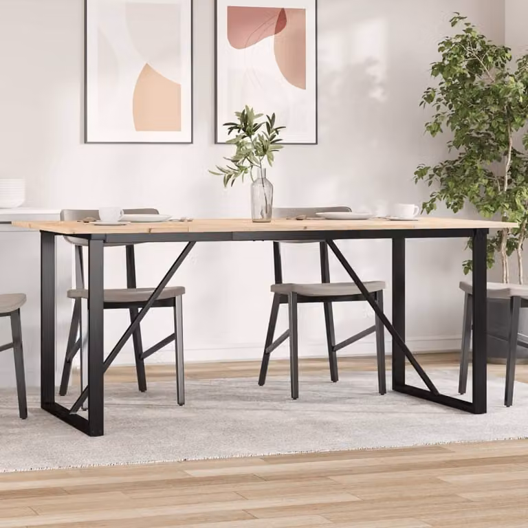 Maison Exclusive - Tavolo da Pranzo Telaio a O 180x90x75 cm Legno Pino e Acciaio