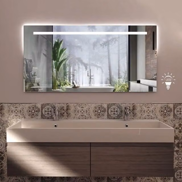 Specchio da Bagno Rettangolare DOCCIABOX con Luce LED e Touch Switch, L 120 cm x H 60 cm – 1