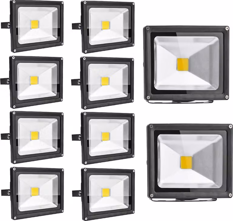 Greenmigo 10x 20W Proiettore LED a luce bianca fredda, corpo in alluminio, IP65, impermeabile, lampada da parete, illuminazione diffusa, illuminazione da esterno, lampada da giardino a LED, faretto da esterno