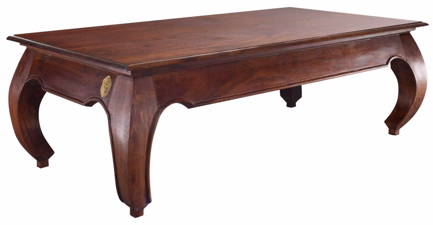 MASSIVMOEBEL24 | tavolino da salotto in legno di Acacia 135x70x40 nougat laccato OPIUM #616