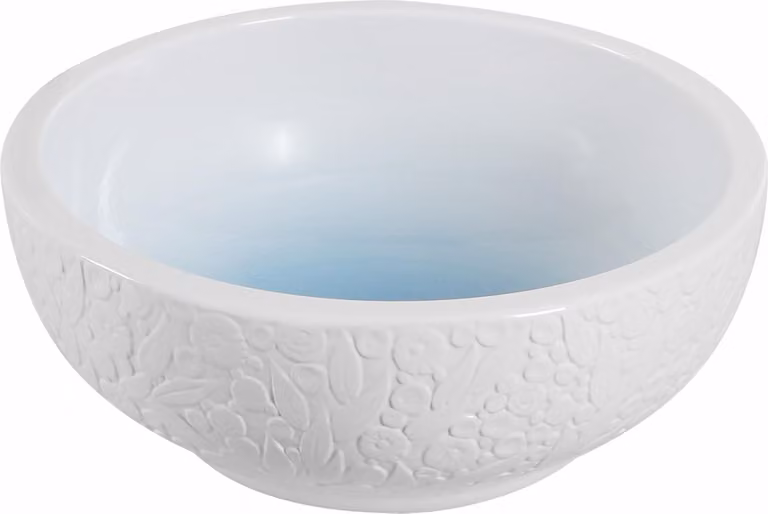 Kerra | Lavabo - Lavabo da appoggio Kr-140 - 43X17 Cm - Bianco opaco/Blu - Realizzato a mano con motivi floreali