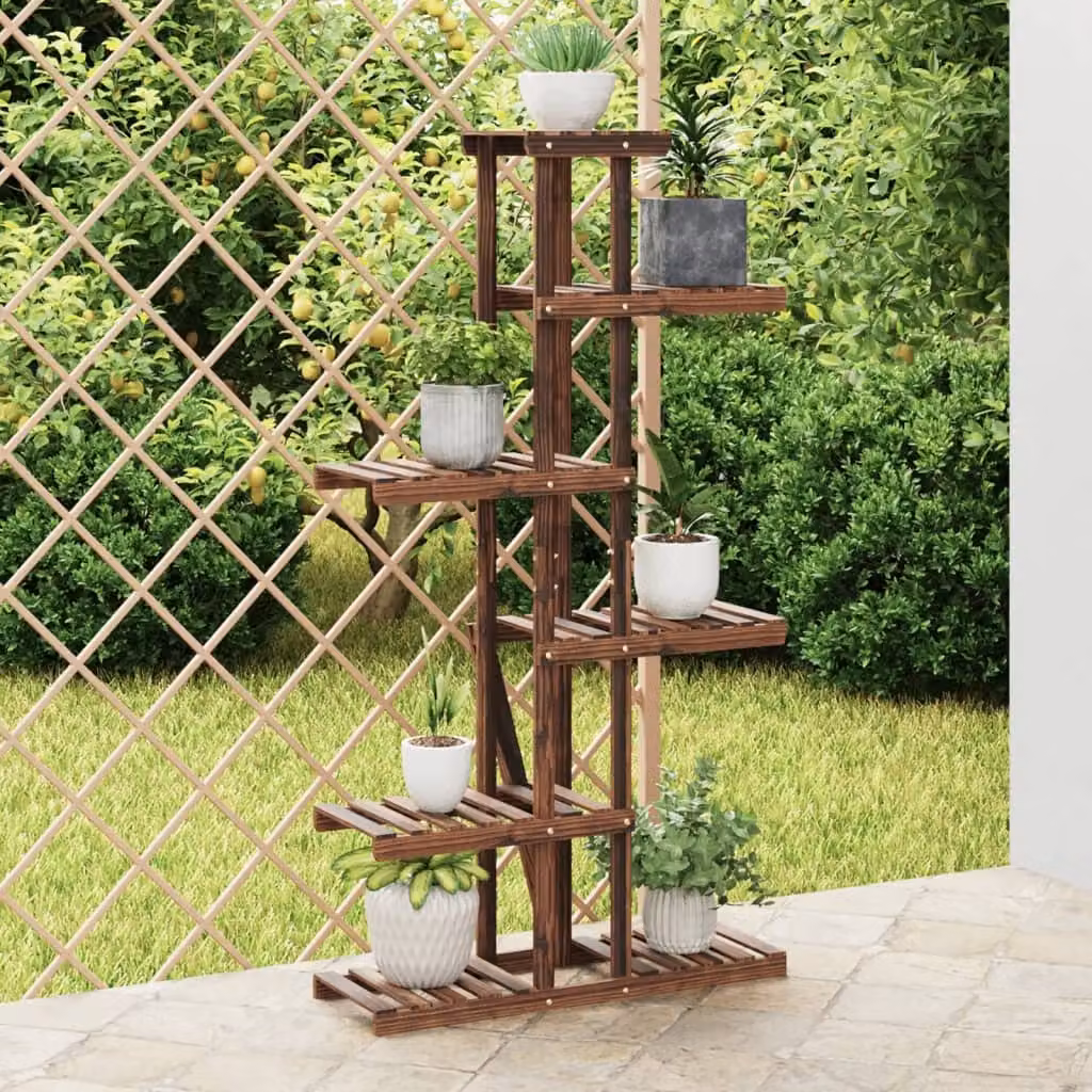 vidaXL Portafiori in Legno di Abete Massello Marrone L/P/H: 75 x 25 x 140,5 cm