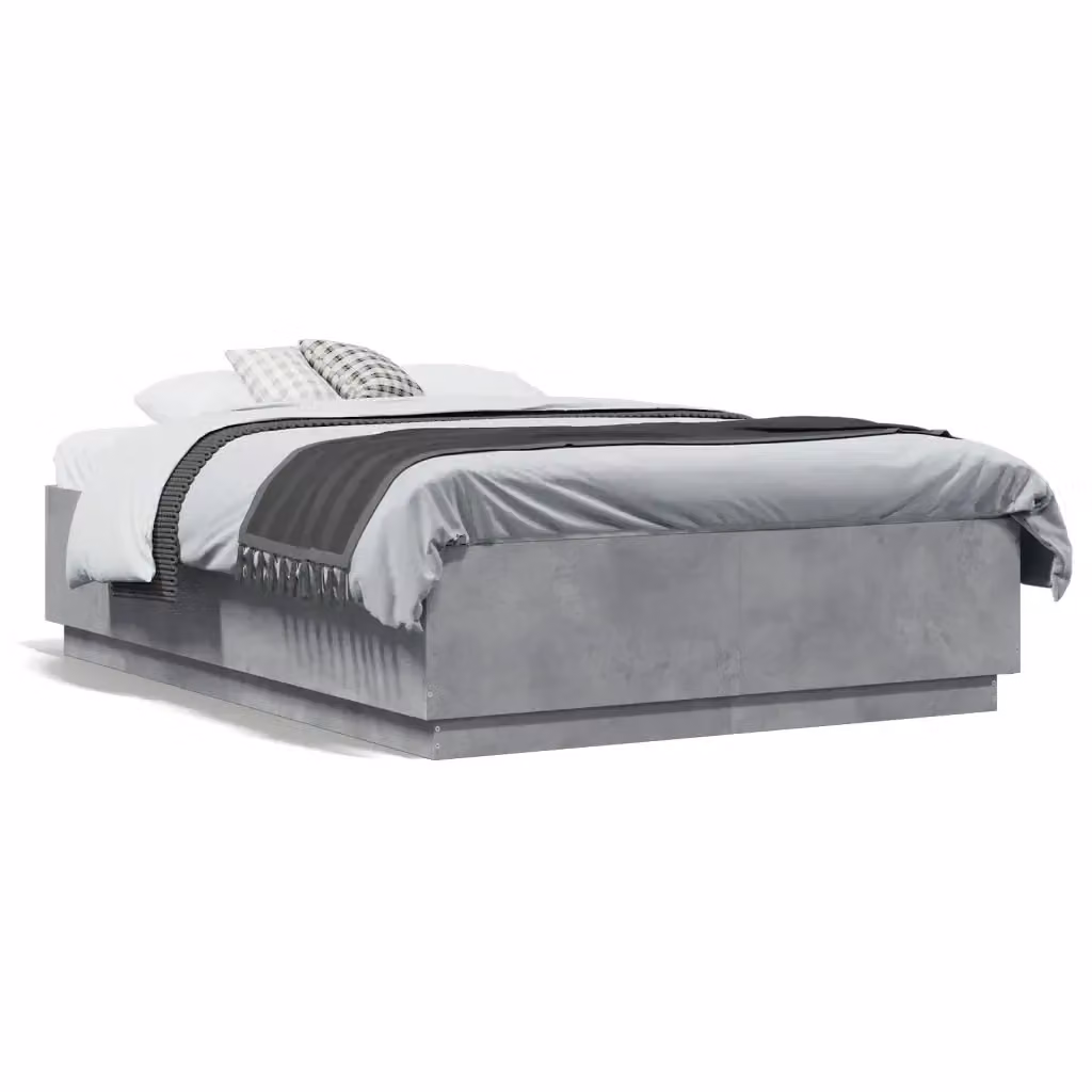 Letto giroletto vidaXL in legno e tessuto grigio L/P: 140 x 190 cm – 2