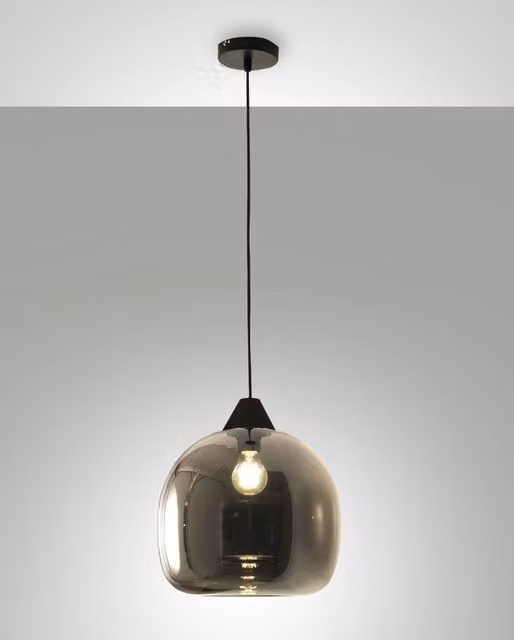 Maia Lampada a Sospensione Fabas in Metallo e Vetro Grigio Ø310mm E27 60W IP20
