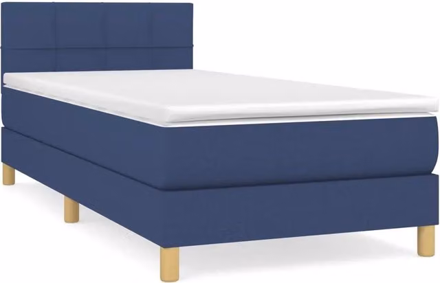 Letto singolo | Letto per adulti | Giroletto a Molle con Materasso Blu 90x200 cm inTessuto