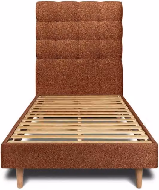 Letto 90x190 cm con testata imbottita - tessuto bouclé