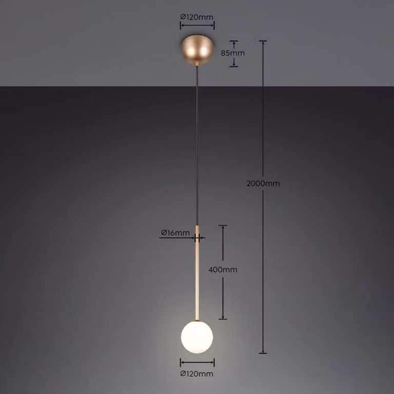 Trio Lighting Lampada a sospensione Firano, Ottone / Oro, Soggiorno / Sala da pranzo, Metallo, Moderno, Lampada a sospensione