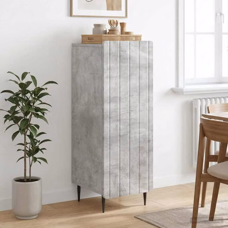 Credenza moderna vidaXL in legno ingegnerizzato e metallo, Grigio, L: 34,5 cm, P: 33 cm, H: 92 cm