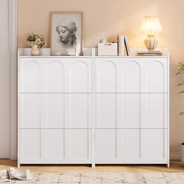 Set scarpiera 12 scomparti ¨C Minimal ¨C bianco MDF salvaspazio per ingresso corridoio