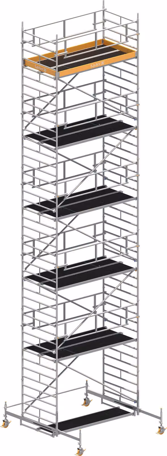 Ponteggio mobile Layher Uni Breit P2 Safety Plus con doppia ringhiera 12,38 m AH