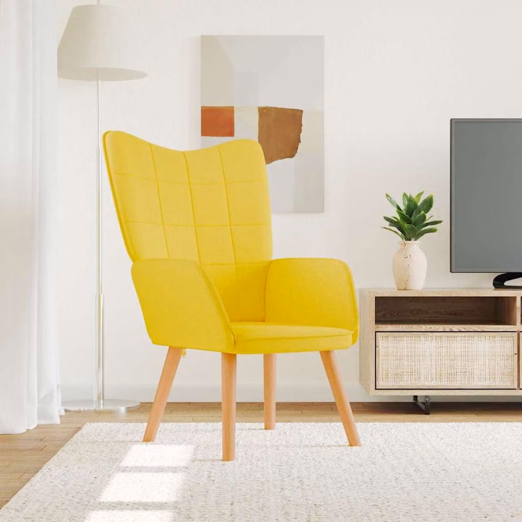 vidaXL Sedia Relax Giallo in Tessuto con Braccioli