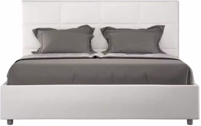 Letto matrimoniale contenitore imbottito 160x210 similpelle bianco Mika