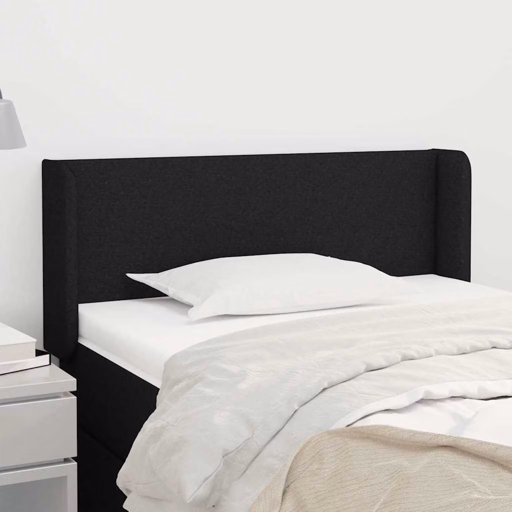 Testiera ad orecchio vidaXL in tessuto nero con struttura in legno L: 83 cm, P: 16 cm, H: 78-88 cm