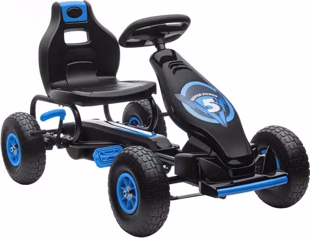 Go-kart a pedali per bambini 121 x 58 x 61 cm sedile regolabile in 3 posizioni freno a mano contropedale moderno di tendenza in PP blu 21_0000524
