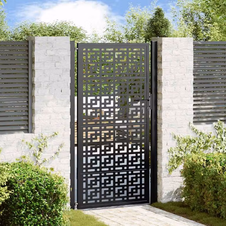 Cancello da giardino singolo vidaXL in acciaio nero con design a croce L: 110 cm, H: 175 cm