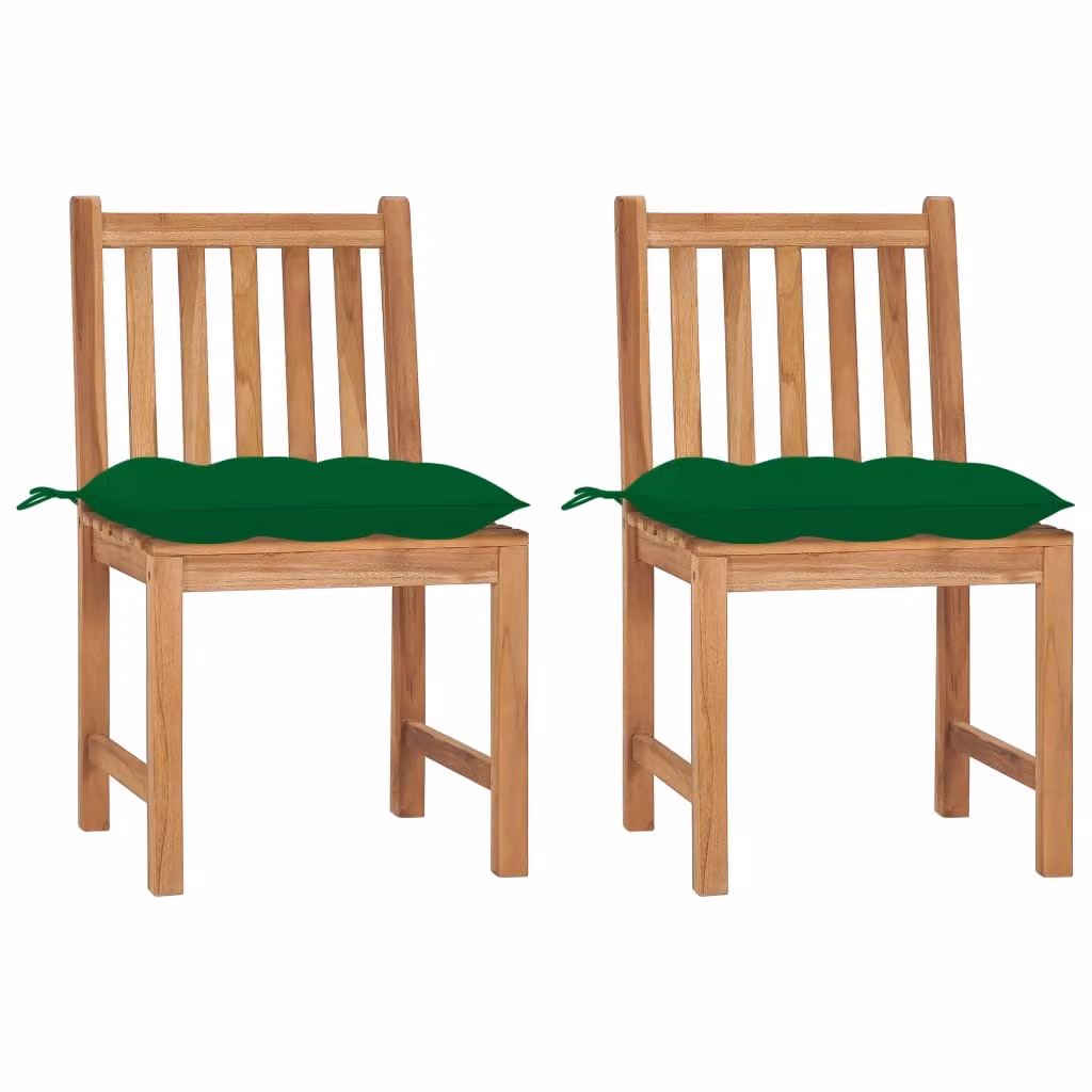 Sedie da giardino 2 pezzi con cuscino in teak massiccio