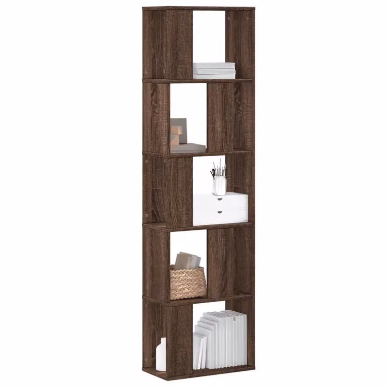Libreria vidaXL con 5 Ripiani in Rovere Marrone, Design Minimalista, L/P/H: 45 x 23,5 x 162,5 cm