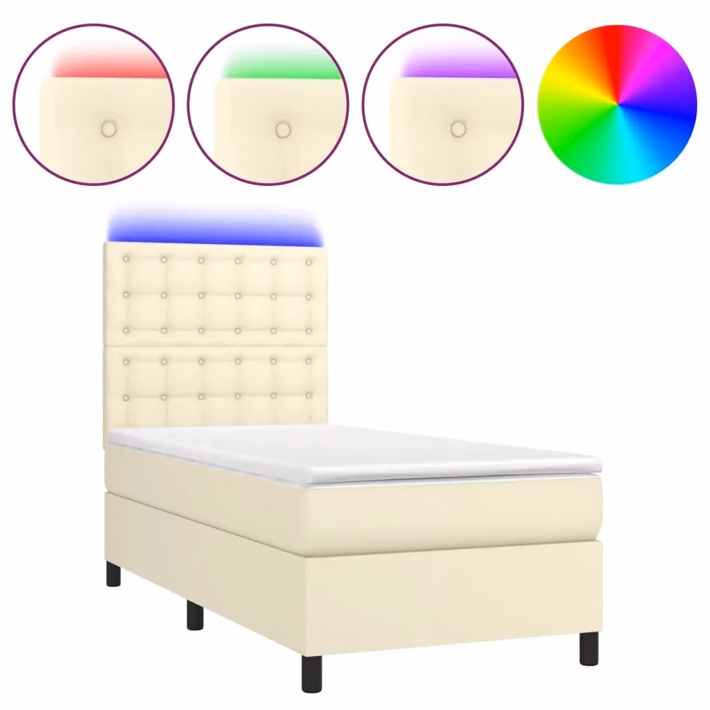 Letto a molle con materasso vidaXL in similpelle beige con illuminazione LED e porta USB L/P: 80 x 200 cm – 2