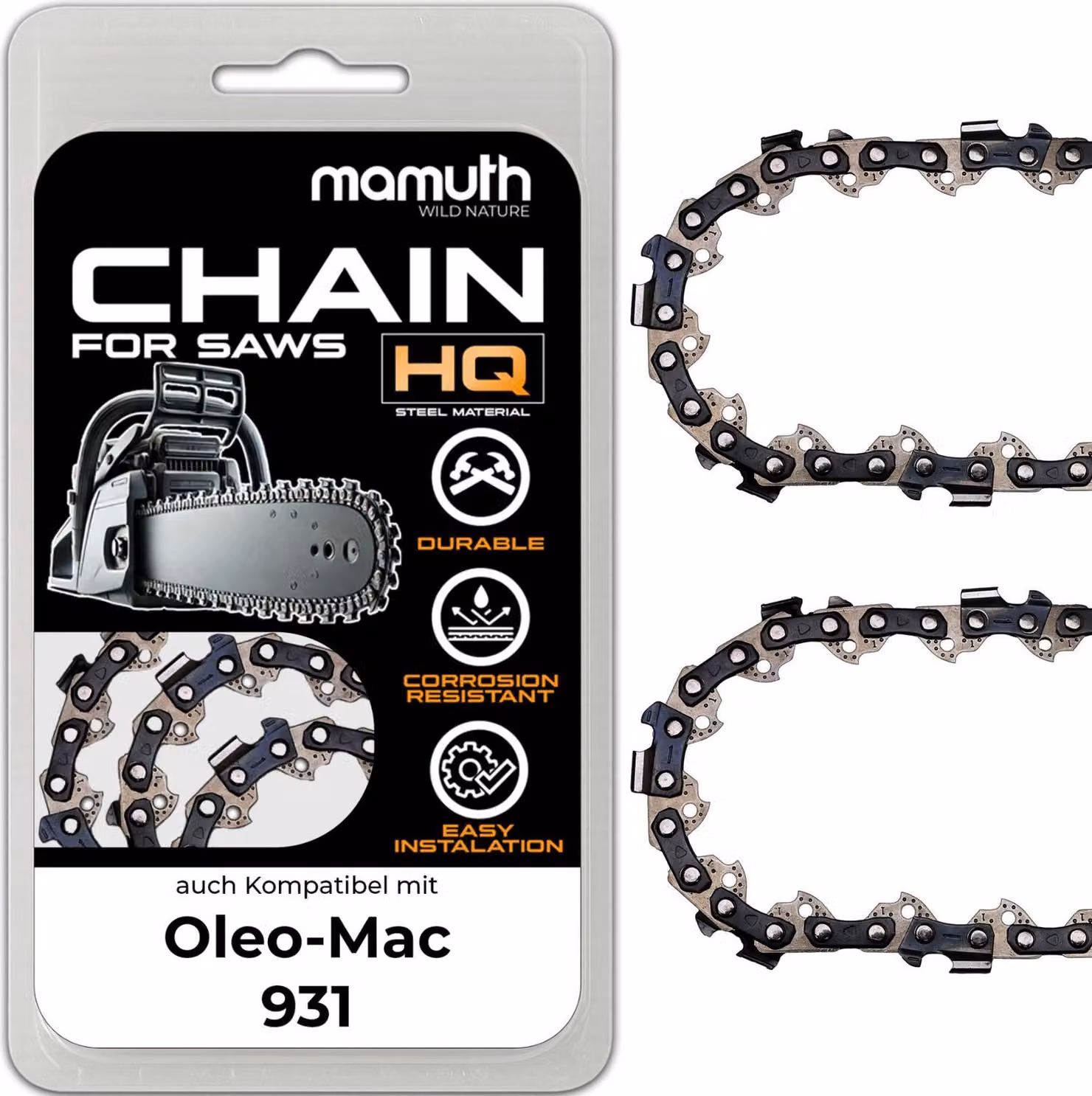 2x catena per motosega 35cm 1,3mm 3/8" 52 TG per Oleo-Mac 931