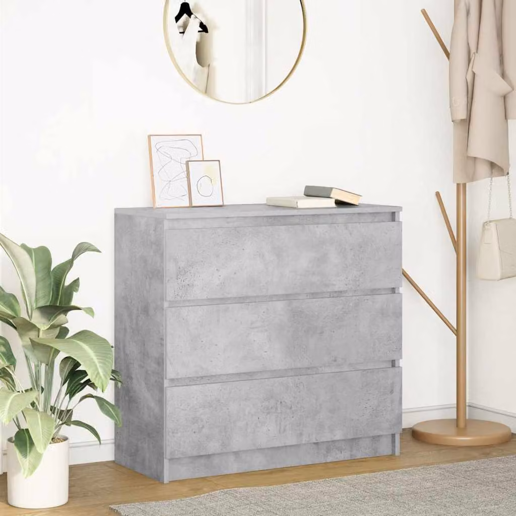 Credenza moderna vidaXL in legno multistrato e MDF, colore grigio, L 80 cm x P 35 cm x H 76 cm