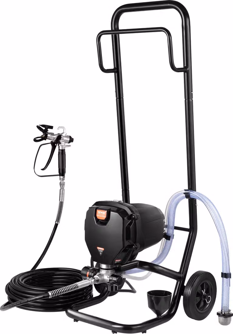 Spruzzatore airless arrotolabile, 750 W, 3000 psi, Spruzzatore elettrico ad alta efficienza, Spruzzatori di vernice Macchina per la verniciatura a spruzzo Sistema di verniciatura airless ad alta pressione con tubo flessibile di 15 m di lunghezza