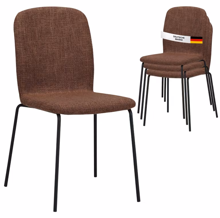 Set di 4 sedie per sala da pranzo Albatros ENNA, marrone - Sedia imbottita impilabile e confortevole - Sedia da cucina elegante, sedia per sala da pranzo o tavolo da pranzo, sedia da conferenza , numero di pezzi:4, colore:Marrone