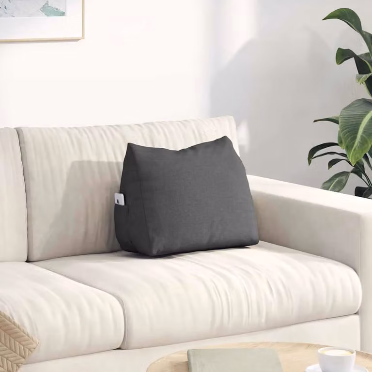 Cuscino a cuneo per schiena vidaXL Grigio con rivestimento rimovibile in poliestere L 45 cm x P 20 cm x H 35 cm
