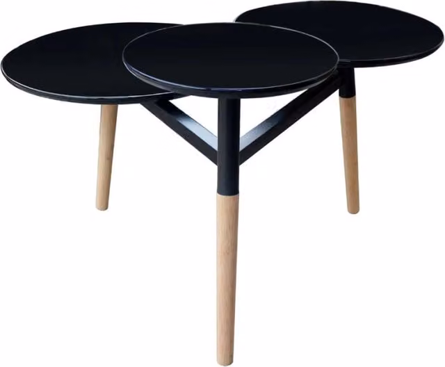 Tavolino di design Butler 300 con piani sfalsati KENDRA HOME, rotondo, nero e marrone