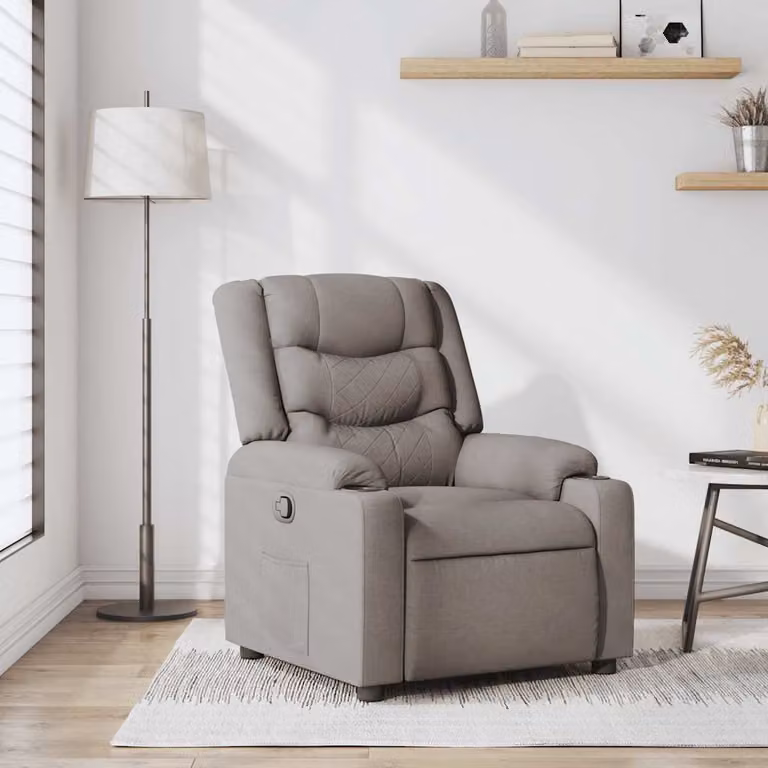 vidaXL Poltrona Reclinabile Relax in Tessuto con Braccioli, Colore Beige/Grigio